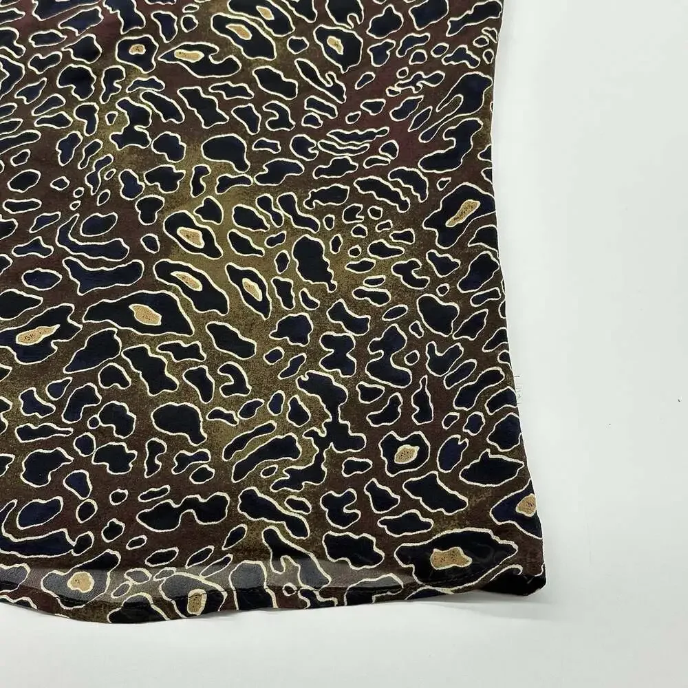 Tory Burch Tanya Women's Size 2 Brown Silk Abstract Leopard Sleeveless Blouse